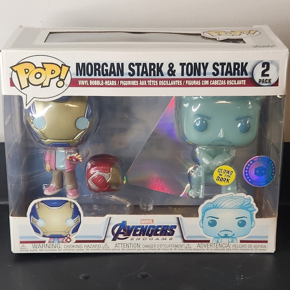 Funko Pop Morgan Stark & Tony Stark 2 Pack Glow Pop in a Box Exclusive